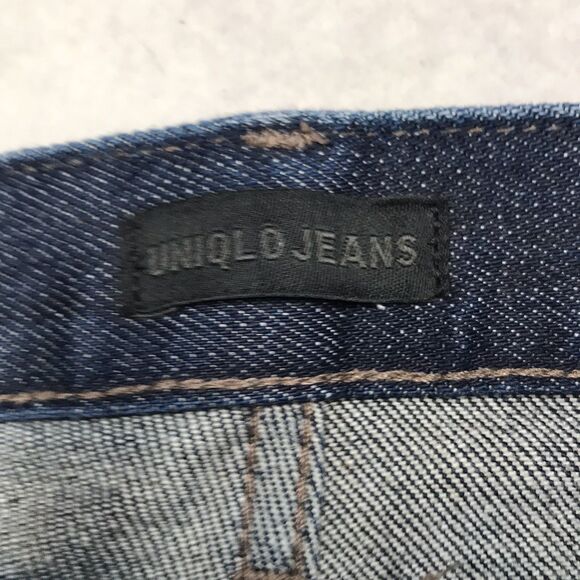 UNIQLO Selvedge Jean Men 31x32 Slim Straight Kaihara Japanese Denim Dark Wash - Picture 10 of 13